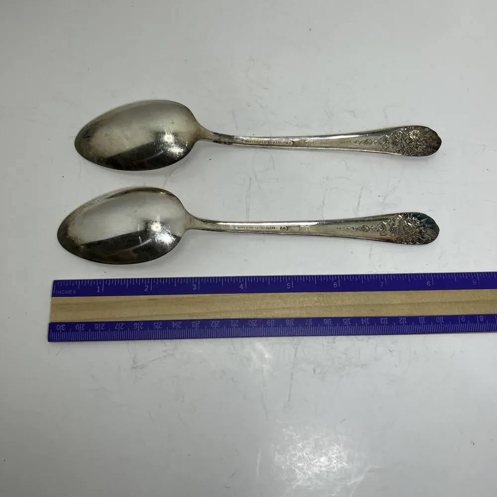Wm Rogers 1953 Silverplate JUBLILEE Flatware 8.5” Serving Spoons Set Of 2